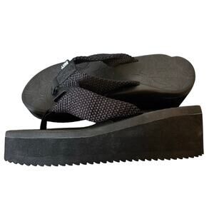 Roxy Sandals Women’s Size 10 Black Platform Thong Flip Flops Y2k Comfort Casual